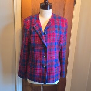 Plaid Women's Jacket - Red and Blue